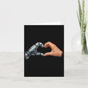 Robotic hands making heart shape embrace ai card
