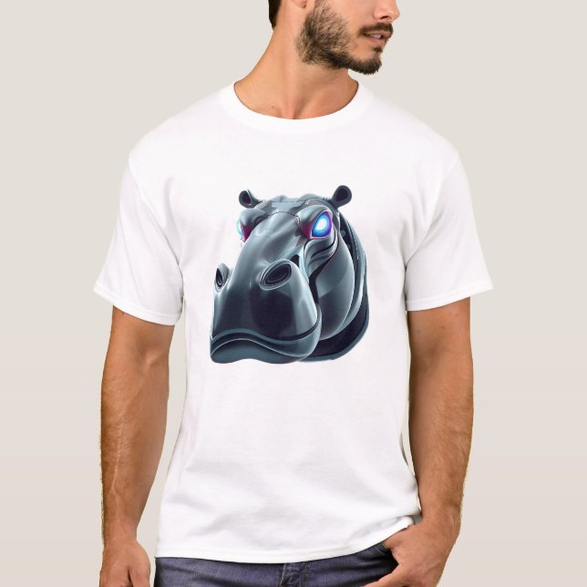 Robotic Hippo Face Art T-Shirt (Front)