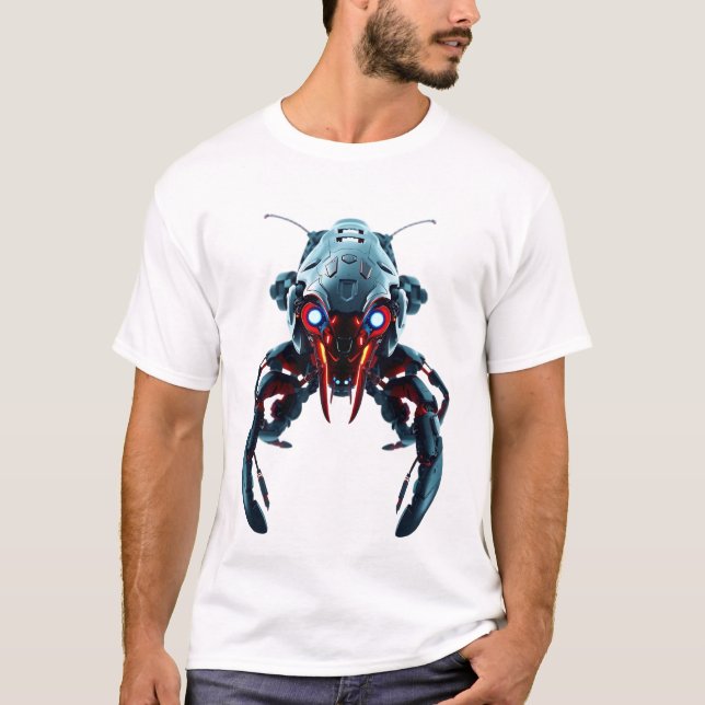 Robotic Lobster Face Art T-Shirt (Front)
