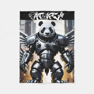 Robotic-Panda With Wings Fleece Blanket