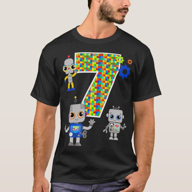 Robotics Engineer 7th Birthday STEM Party 7 Year O T-Shirt (Front)