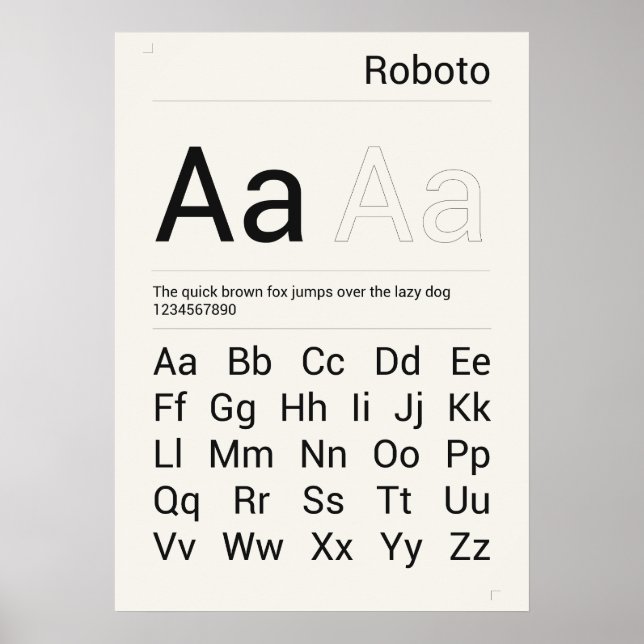 Roboto Font Typography Print (Front)
