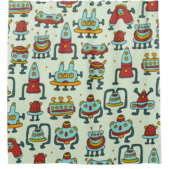 Robots Aliens Vintage Pattern Illustration (Front)