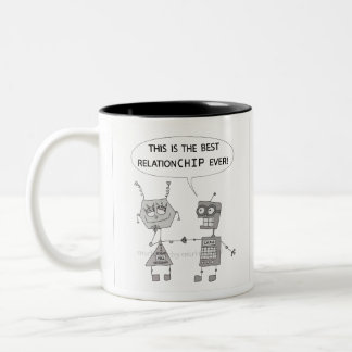 Robots and Love Relationships Explained Two-Tone Coffee Mug