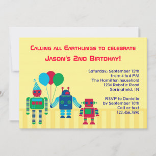 Robots Birthday Party Invitation