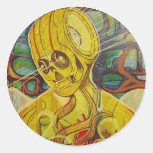 robots classic round sticker