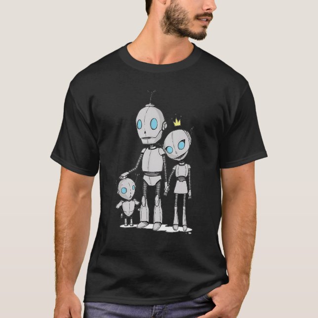 Robots Family Dad Mom Kid Bot Droid Toy Robotics 1 T-Shirt (Front)