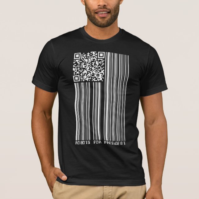 Robots for President (2D + barcode flag) T-Shirt (Front)