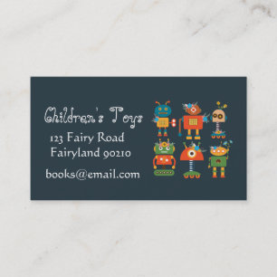 Robots kids online toys and books business business card