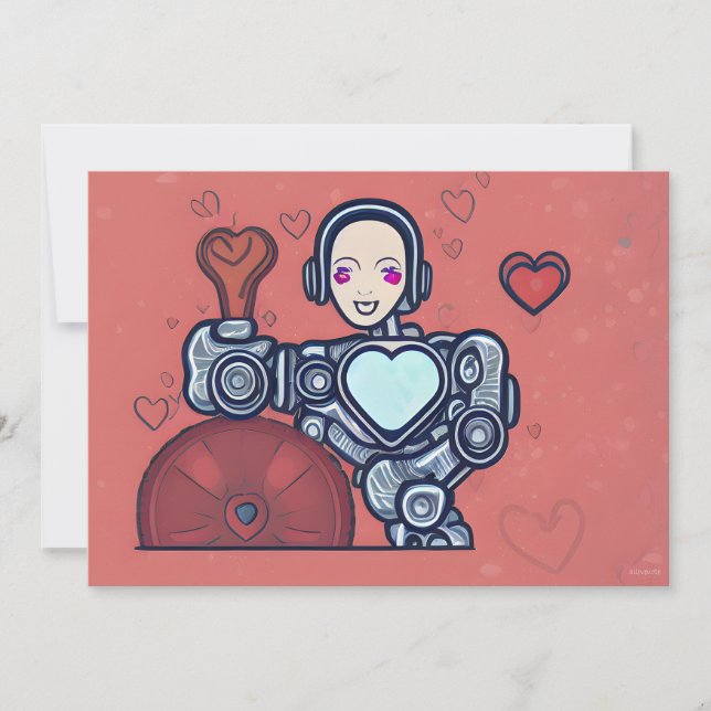 Robot's Love Chicken Droid Valentine Card (Front)