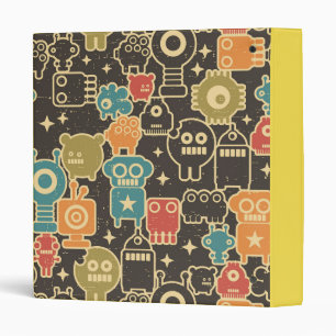 Robots on brown binder