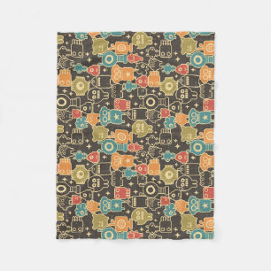 Robots on brown fleece blanket