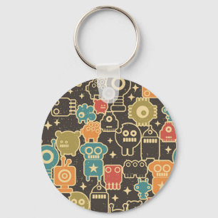 Robots on brown keychain