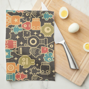 Robots on brown kitchen towel