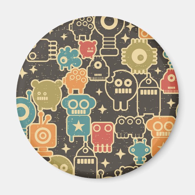 Robots on brown magnet (Front)