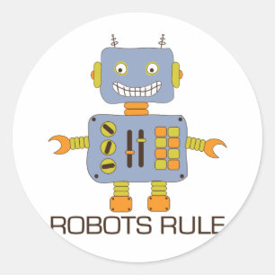 Robots Rule Classic Round Sticker