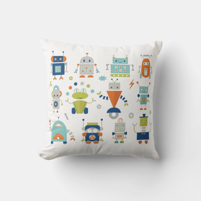 Robots Throw Pillow (Front)