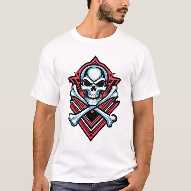Roche et Rouleau Crâne et Crossbones T-shirt De (Devant)