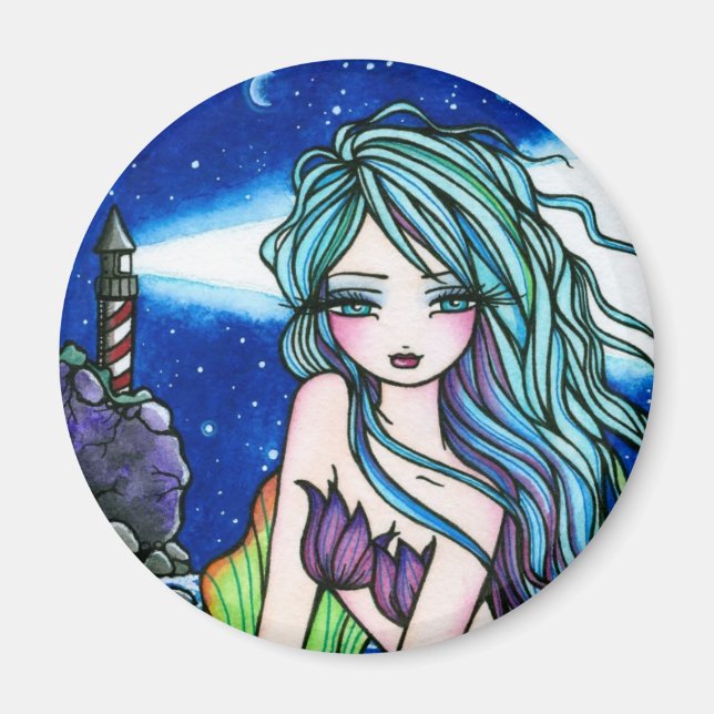 Rochelle Mermaid Fantasy Fairy Lighthouse Magnet (Front)