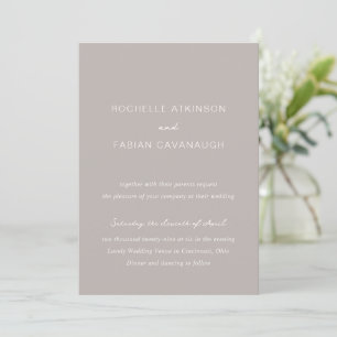 Rochelle Taupe Modern Contemporary Elegant Wedding Invitation