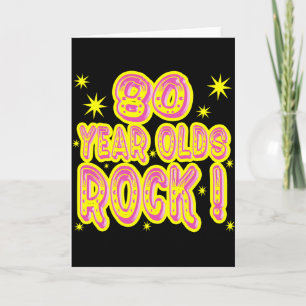 Rocher à 80 ans ! Carte de voeux (rose)