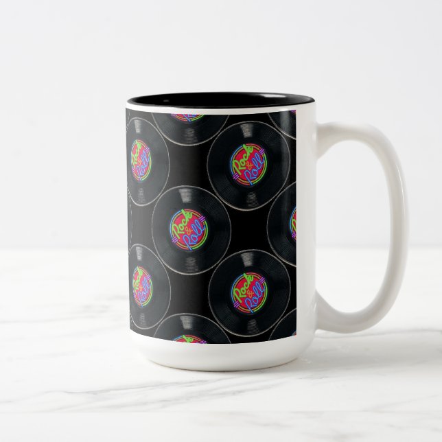 Rocher et rouler vinyle Vintage Mug (Droit)