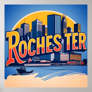Rochester City Skyline New York USA Poster