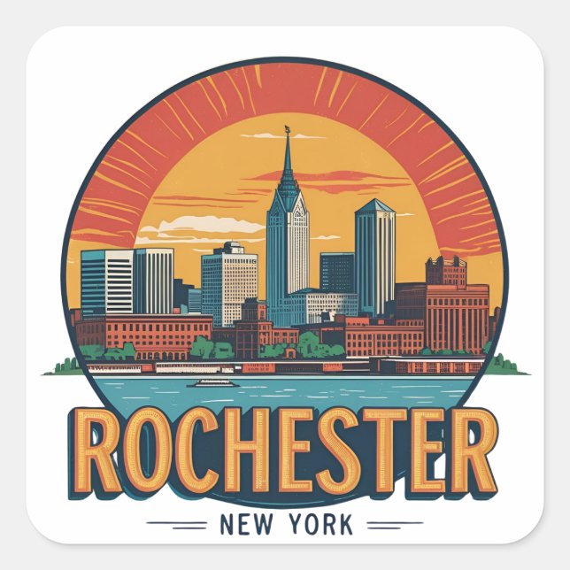 Rochester City Skyline New York USA Square Sticker (Front)