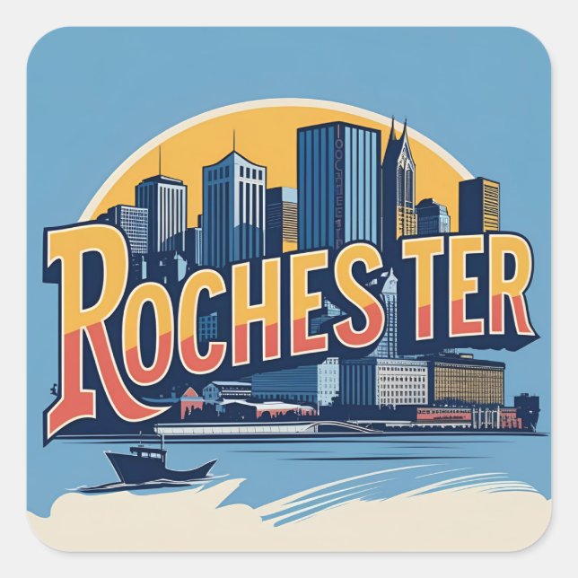 Rochester City Skyline New York USA Square Sticker (Front)