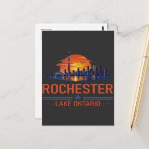 Rochester Lake Ontario Sunset Skyline Art Postcard