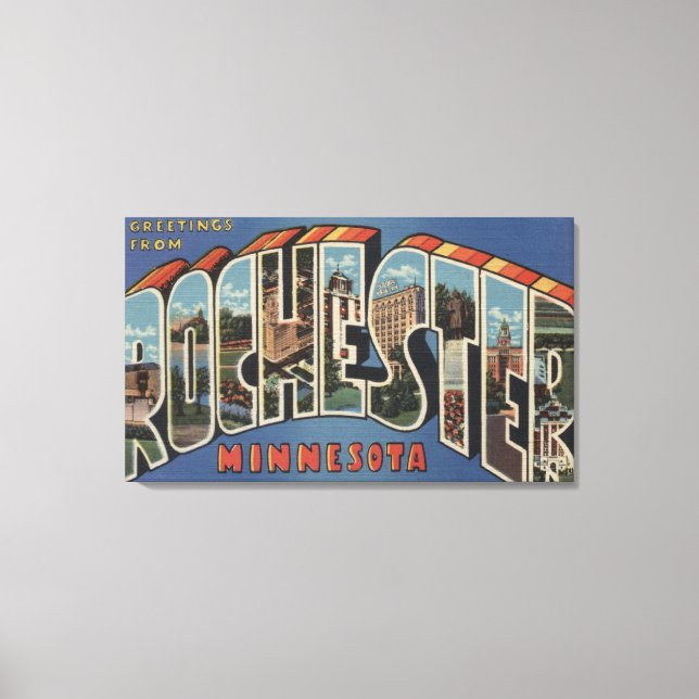 Rochester, Minnesota - Large Letter Scenes Canvas Print (Front)