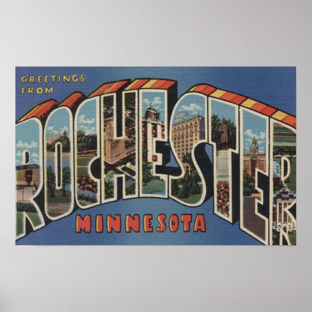 Rochester, Minnesota - Large Letter Scenes Poster (Front)