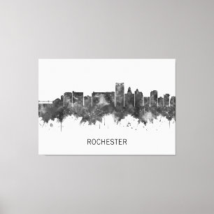 Rochester Minnesota Skyline BW Canvas Print
