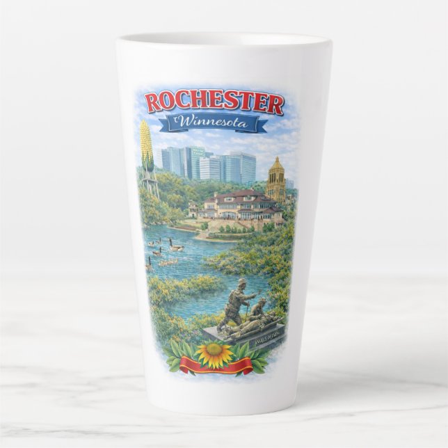 Rochester MN Minnesota Landmarks Latte Mug (Front)