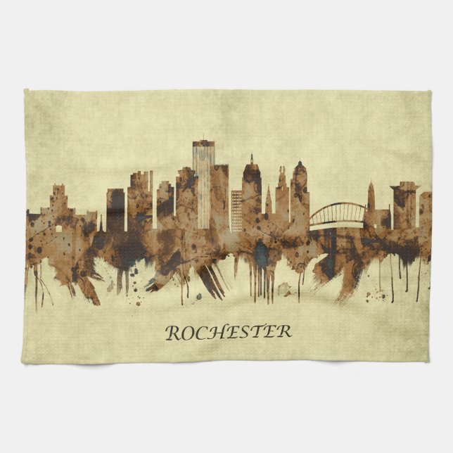 Rochester New York Cityscape Kitchen Towel (Horizontal)