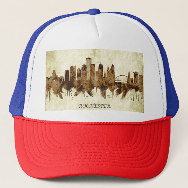 Rochester New York Cityscape Trucker Hat (Front)
