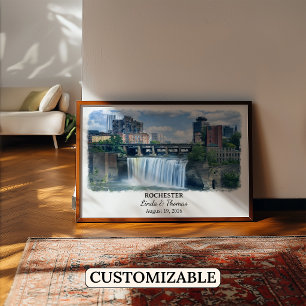 Rochester New York Poster, Watercolor, Custom Poster
