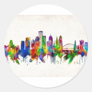 Rochester New York Skyline Classic Round Sticker