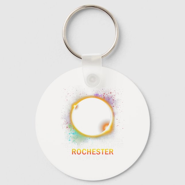 Rochester New York Total Solar Eclipse April 8 202 Keychain (Front)