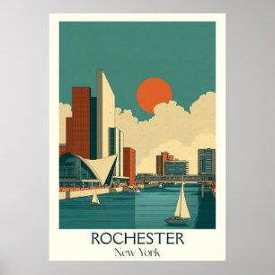 Rochester New York Vintage City Lake Sail Art Poster