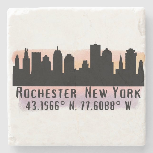 Rochester NY City Skyline  Stone Coaster (Front)