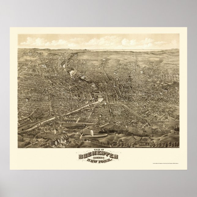 Rochester, NY Panoramic Map - 1880 Poster (Front)