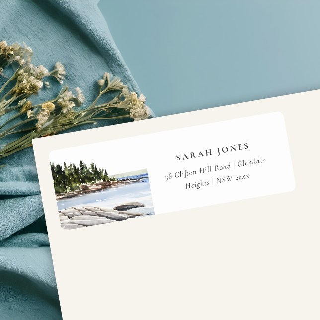 Rocheuse Pine Mountain Watercolor Adresse maritime (Créateur téléchargé)