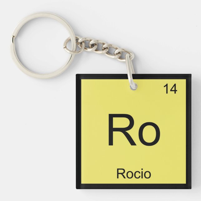 Rocio Name Chemistry Element Periodic Table Keychain (Front)