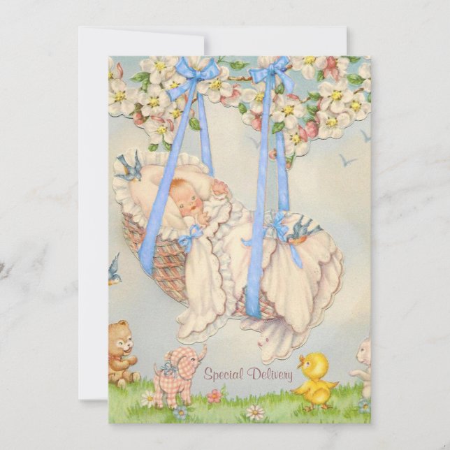 Rock-a-bye Baby Blue Faire-part de naissance (Devant)