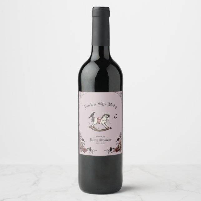 Rock a Bye Baby Gothic Baby Shower Wine Label (Front)