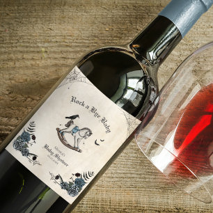 Rock a Bye Baby Gothic Baby Shower Wine Label