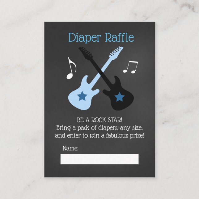 Rock a Bye Baby Shower Diaper Raffle Cards (Front)