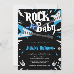 ROCK a Bye Baby Shower Invitation, Guitar Invite