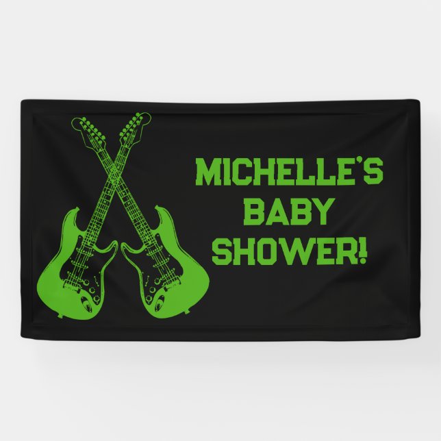 Rock a Bye Rock Star Guitar Baby Shower Banner (Horizontal)